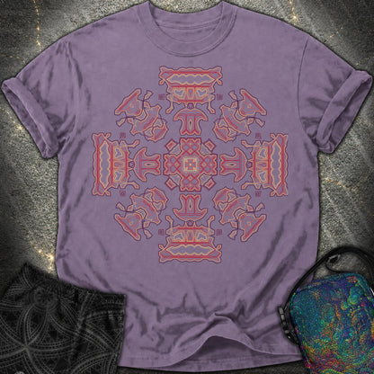 Shamanic Faces Geometric Comfort T-Shirt - Shamanic Faces Geometric Comfort T-Shirt - Grape