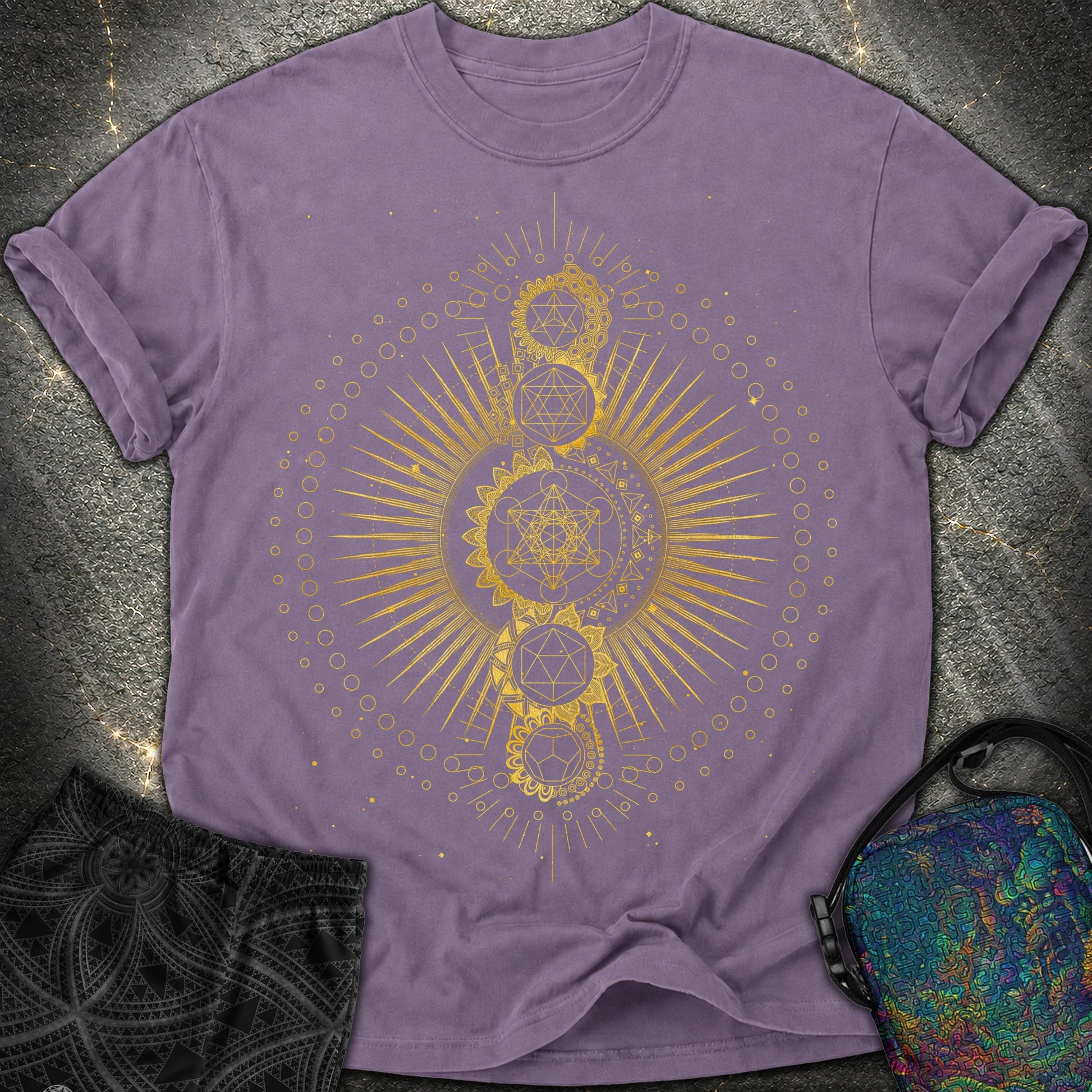 Sacred Geometry Radiating Mandala - Sacred Geometry Radiating Mandala Comfort T-Shirt - Grape