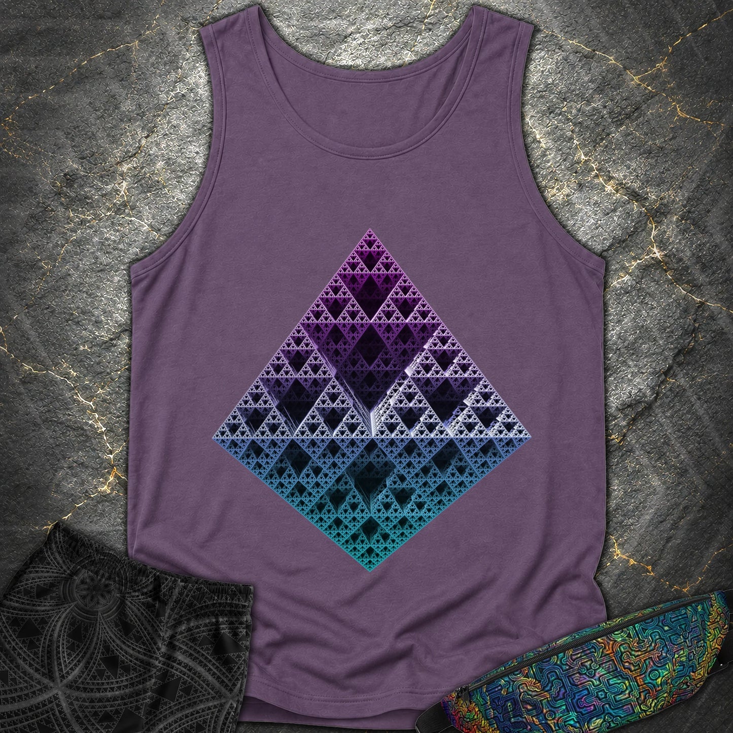 Sierpinski 3D Fractal T-Shirt - Sierpinski 3D Fractal Comfort Tank Top - Grape