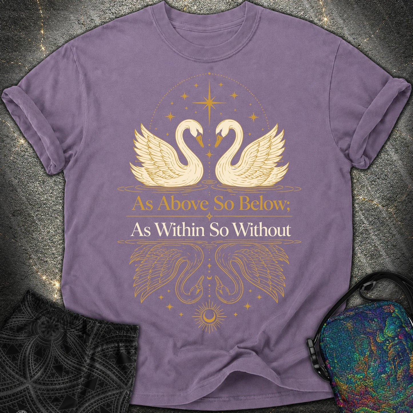 As Above So Below Swans - As Above So Below Swans Comfort T-Shirt - Grape