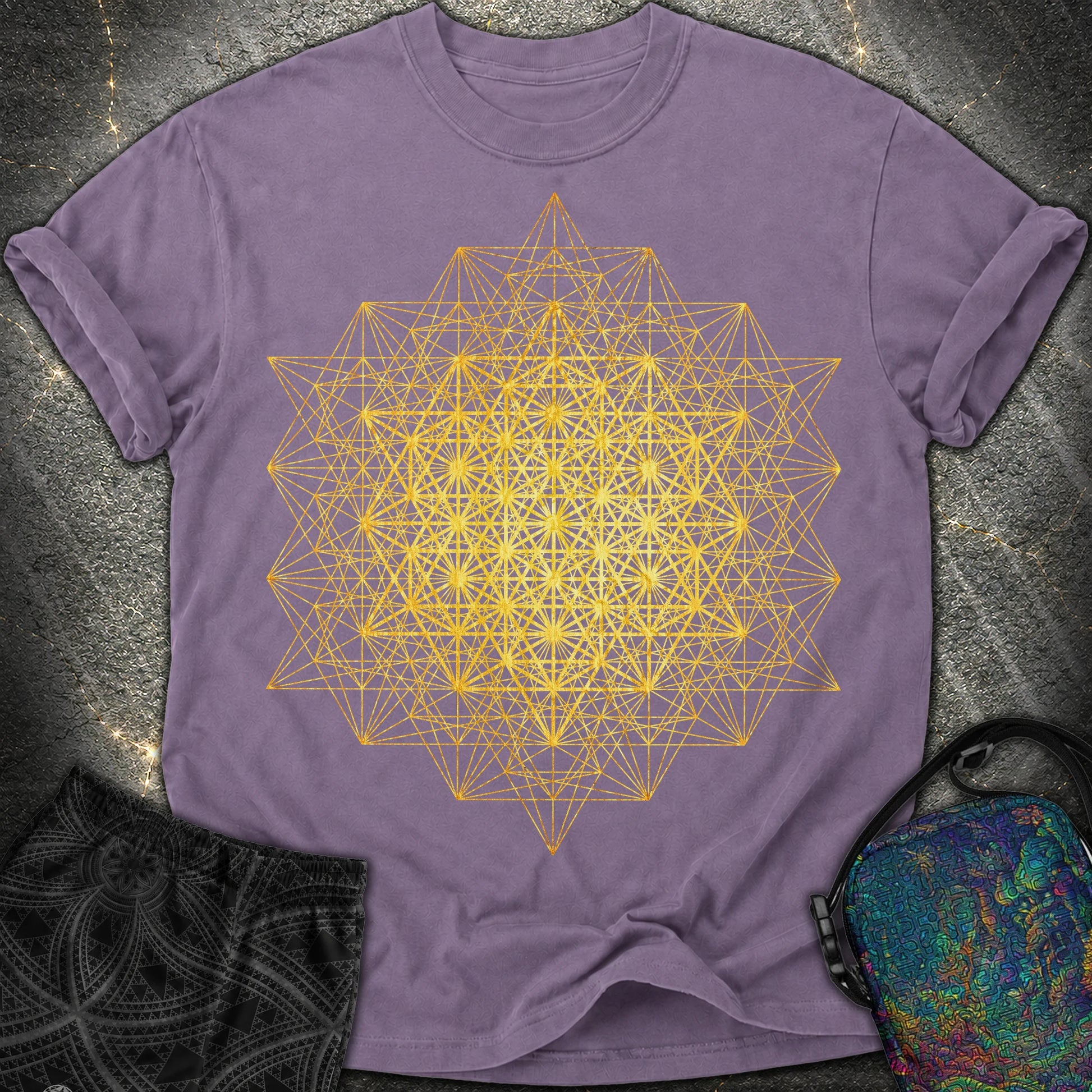 64 Tetrahedron Metatron Grid - 64 Tetrahedron Metatron Grid Comfort T-Shirt - Grape