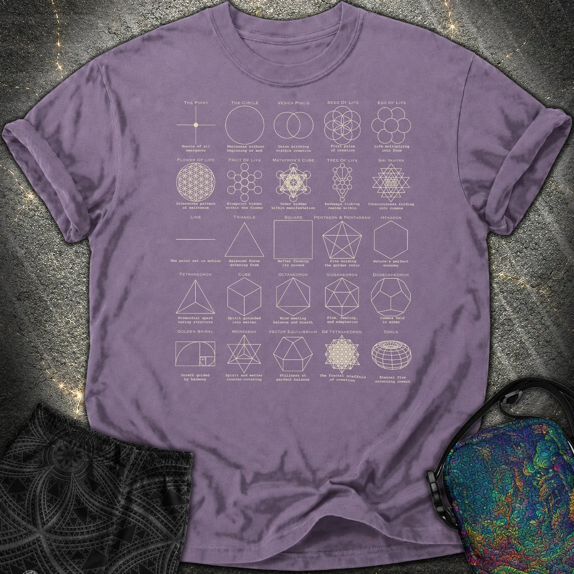 Sacred Geometry Figures Comfort T-Shirt - Sacred Geometry Figures Comfort T-Shirt - Grape
