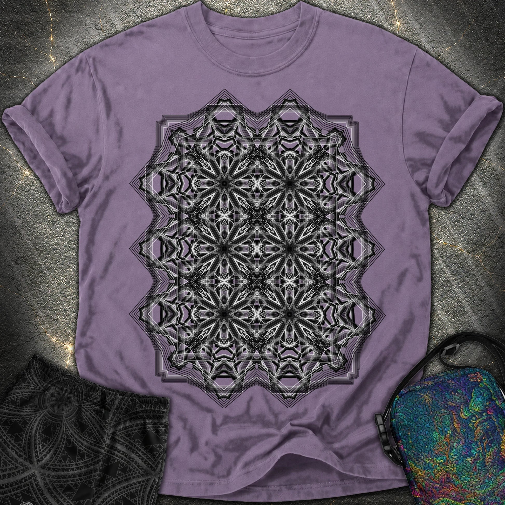 Monochrome Geometric Nexus - Monochrome Geometric Nexus Comfort T-Shirt - Grape