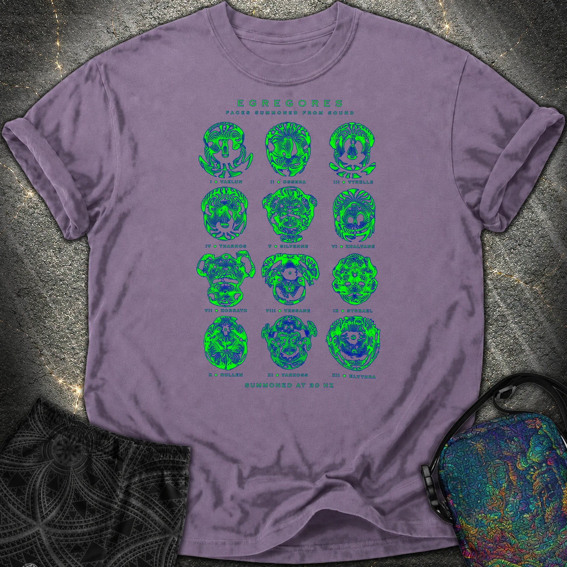 Egregores Cymatic Faces Comfort T-Shirt - Egregores Cymatic Faces Comfort T-Shirt - Grape