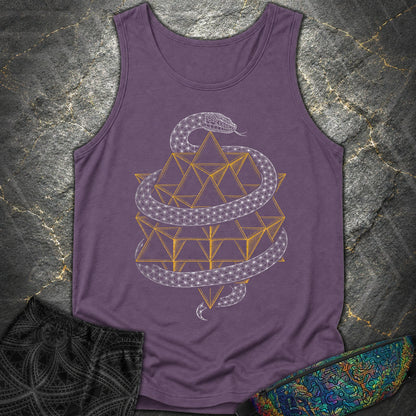 Serpent Tetrahedron Merkaba Geometry - Serpent Tetrahedron Merkaba Geometry Comfort Tank Top - Grape