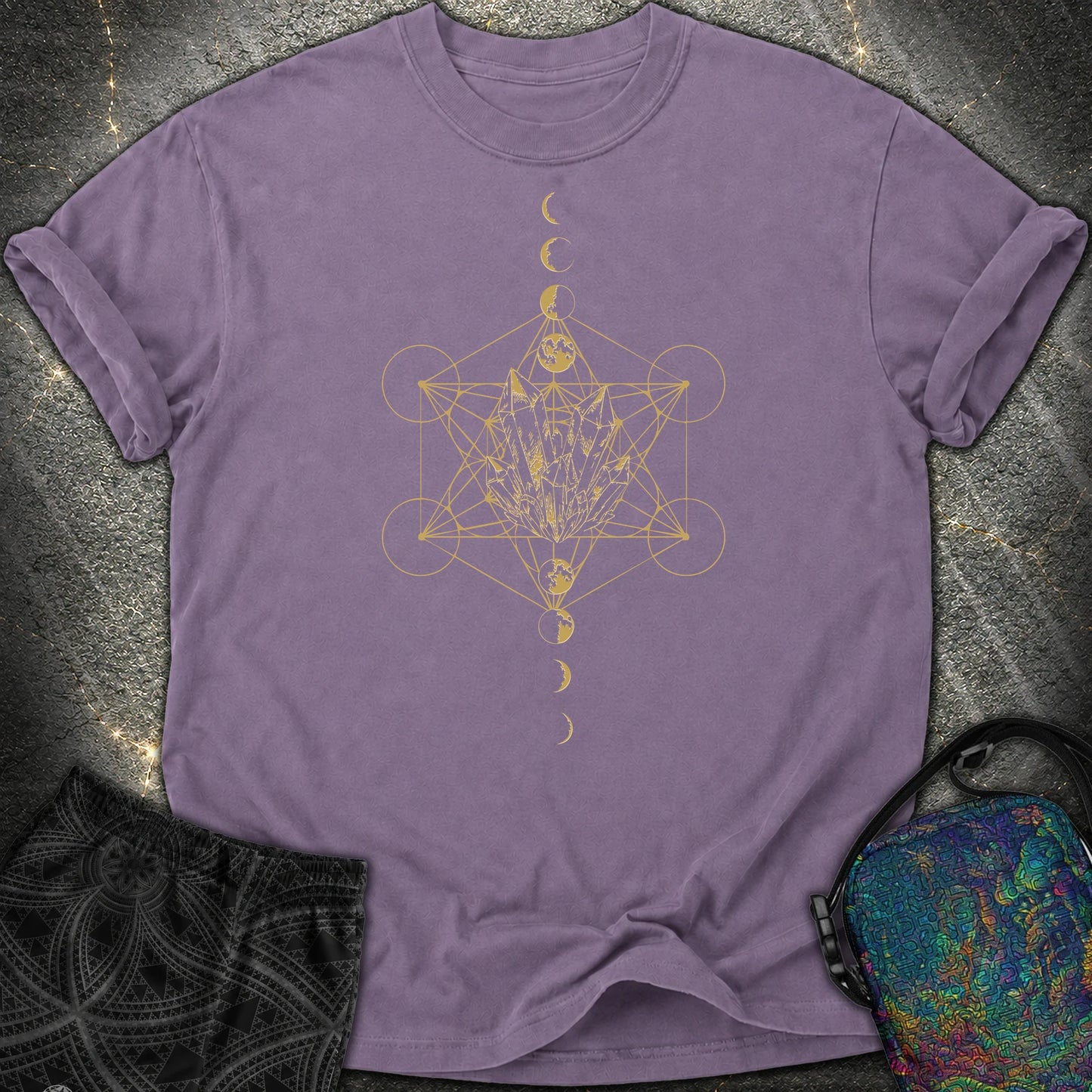Metatron Crystal Moon Phases - Metatron Crystal Moon Phases Comfort T-Shirt - Grape