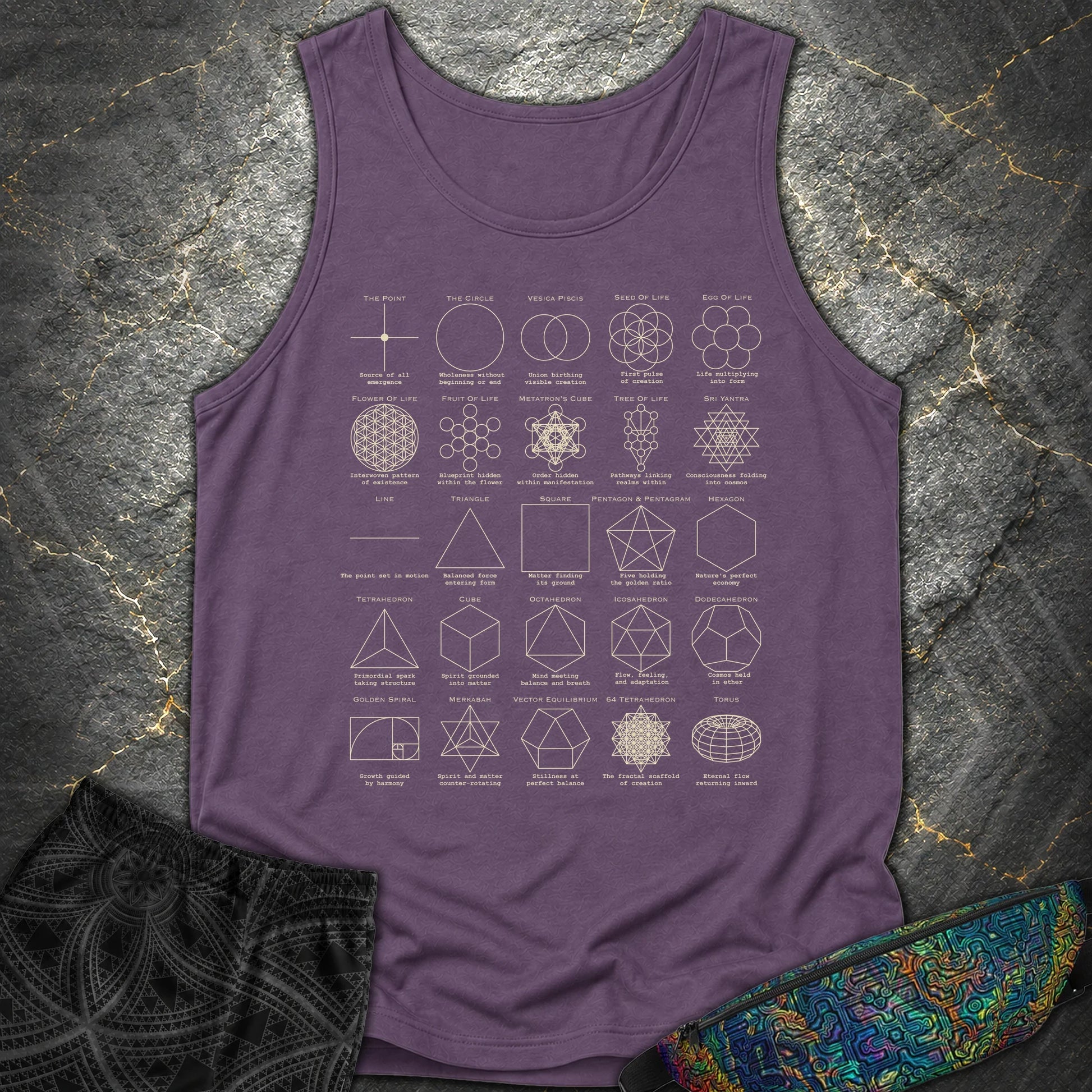 Sacred Geometry Figures Comfort Tank Top - Sacred Geometry Figures Comfort Tank Top - Grape