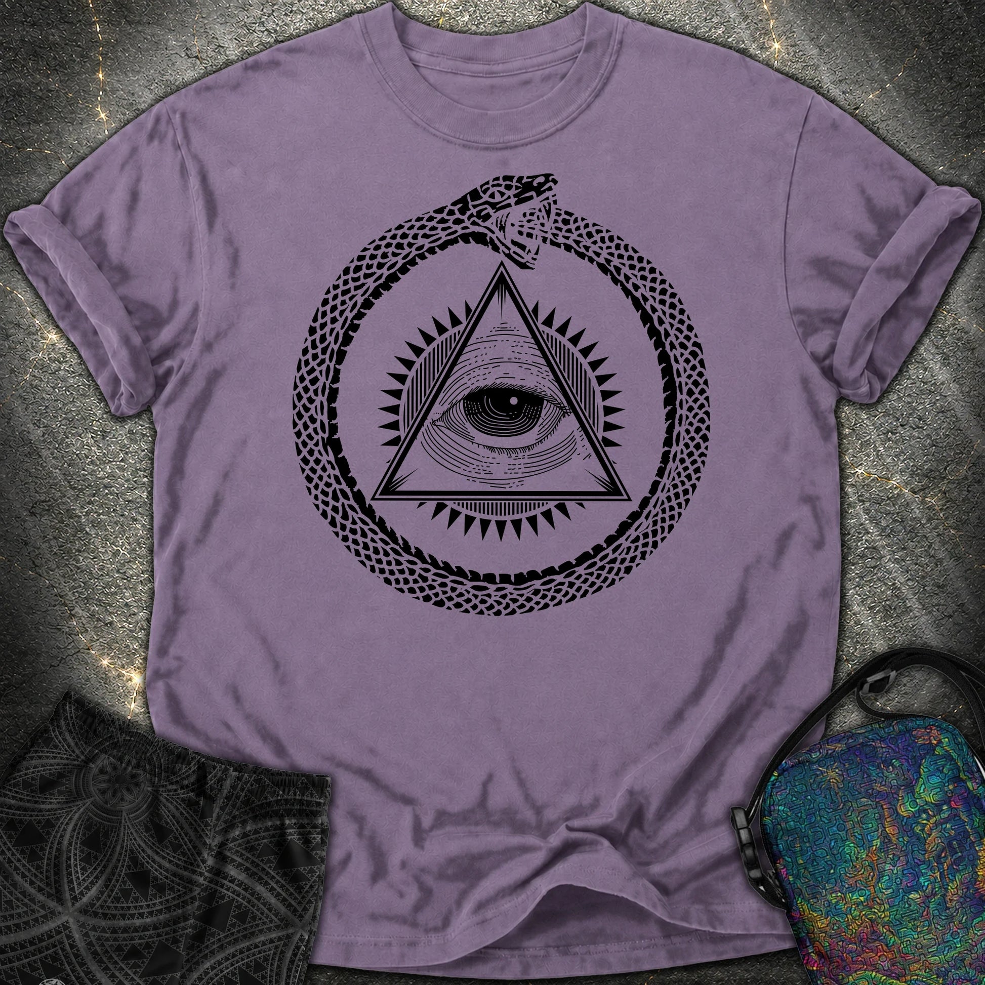 Ouroboros Eye of Providence Comfort T-Shirt - Ouroboros Eye of Providence Comfort T-Shirt - Grape