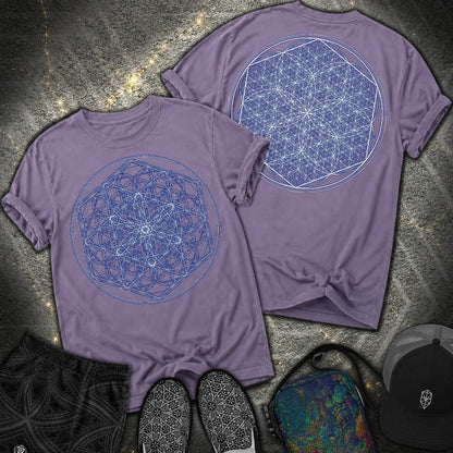 Sacred Flower Grids - Sacred Flower Grids 2 Sided Comfort T-Shirt - Grape