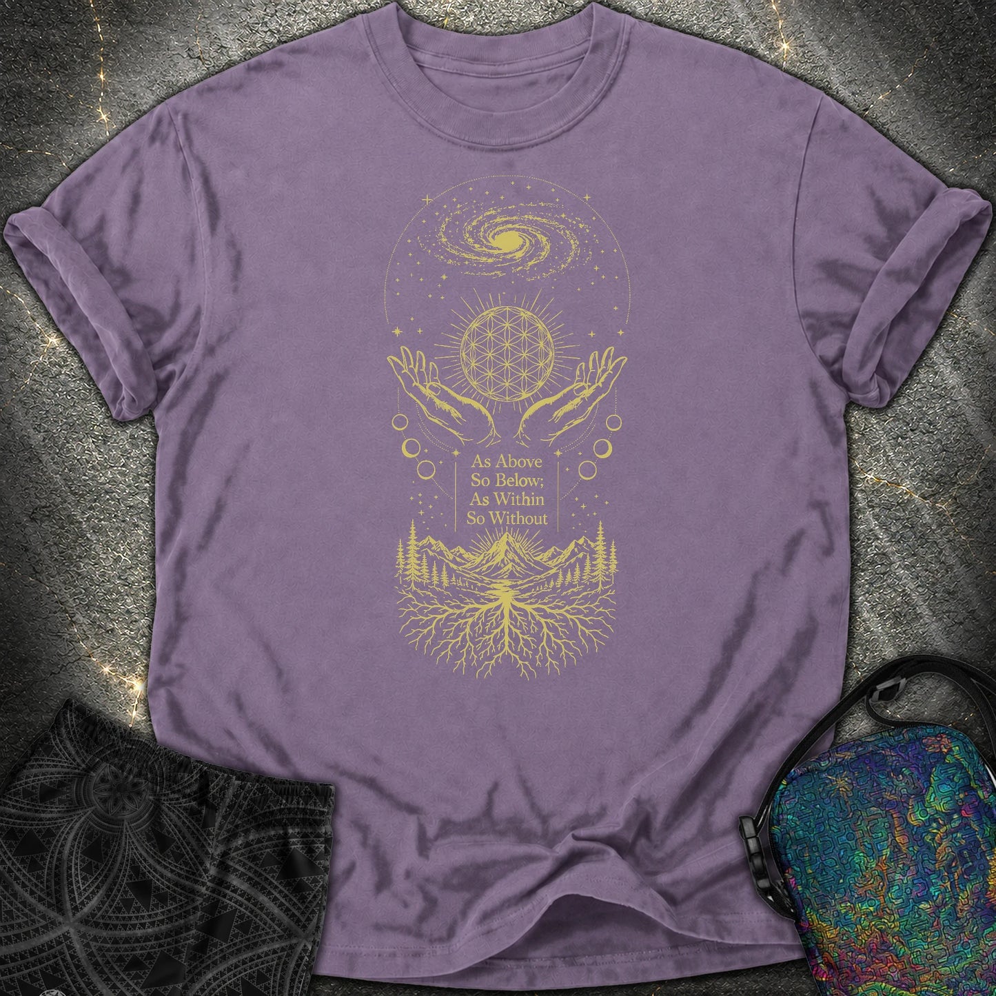 As Above So Below Flower Of Life Comfort T-Shirt - As Above So Below Flower Of Life Comfort T-Shirt - Grape