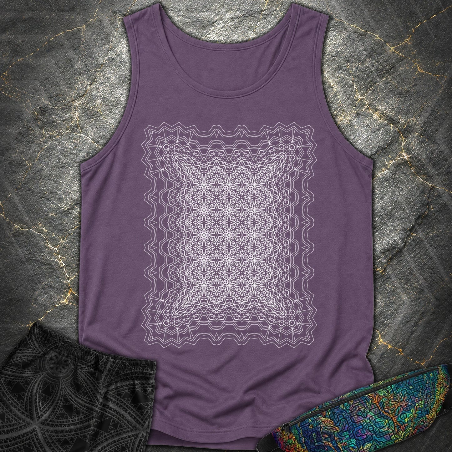 Infinite Geometric Lattice - Infinite Geometric Lattice Comfort Tank Top - Grape