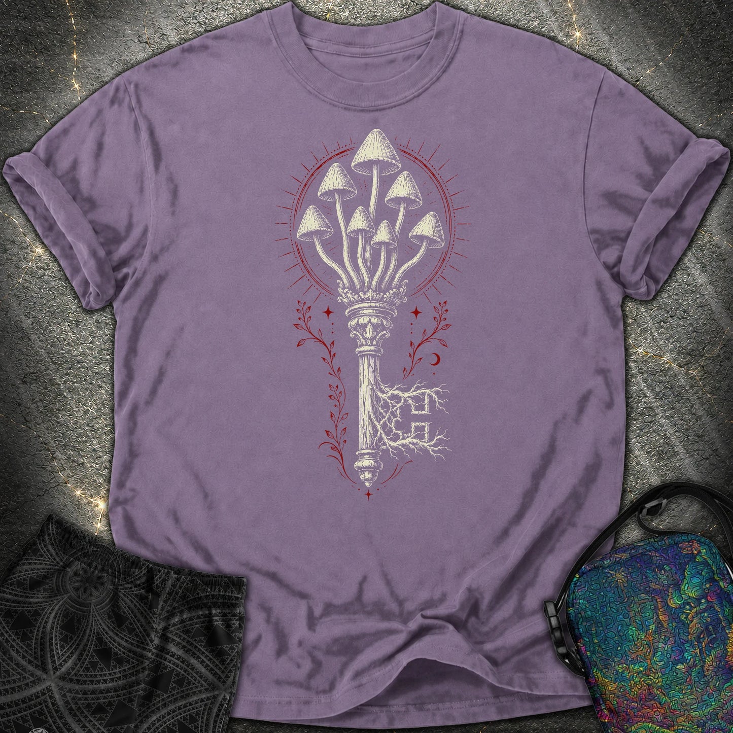 The Mushroom Key Comfort T-Shirt - The Mushroom Key Comfort T-Shirt - Grape