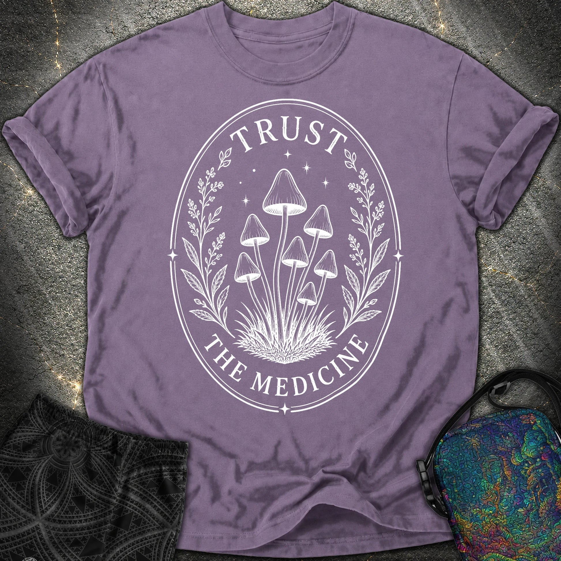 Trust The Medicine Mushroom Comfort T-Shirt - Trust The Medicine Mushroom Comfort T-Shirt - Grape