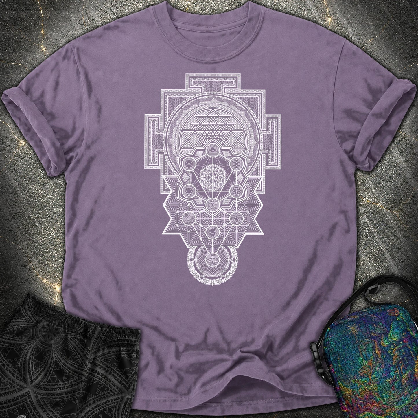 Sacred Geometry Encyclopedia Comfort T-Shirt - Sacred Geometry Encyclopedia Comfort T-Shirt - Grape