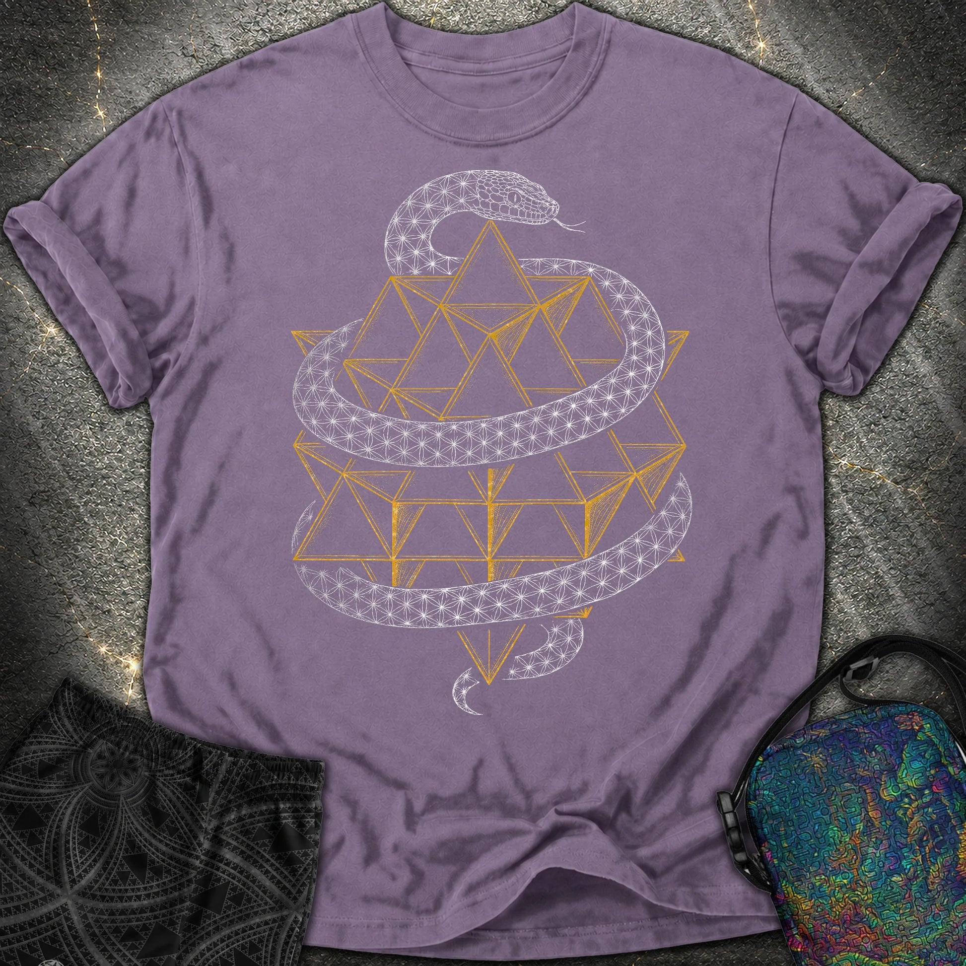 Serpent Tetrahedron Merkaba Geometry Comfort T-Shirt - Serpent Tetrahedron Merkaba Geometry Comfort T-Shirt - Grape