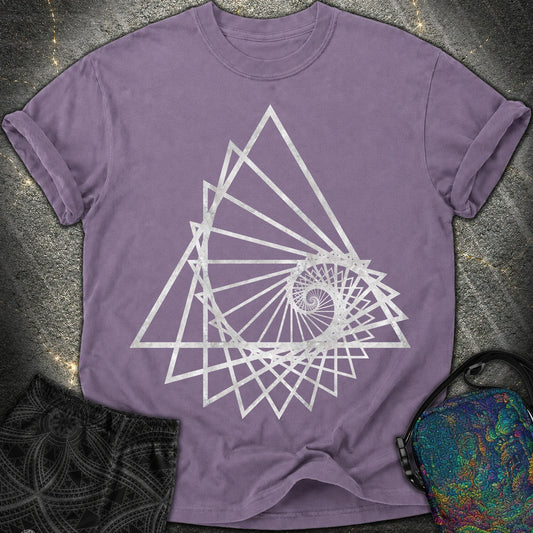 Spiralling Triangle Geometric T-Shirt - Spiralling Triangle Geometric Comfort T-Shirt - Grape
