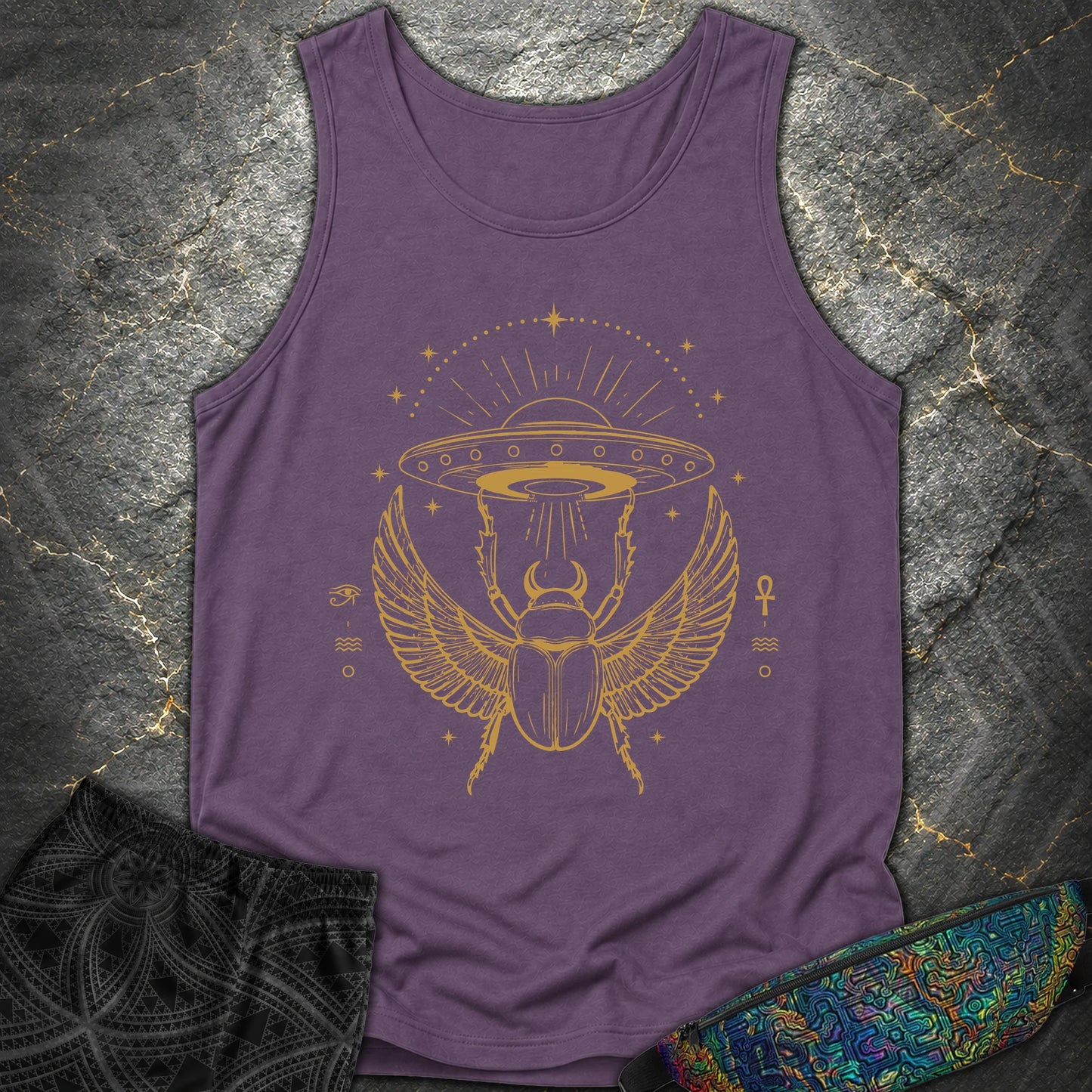 Celestial Scarab Beneath the Starship - Celestial Scarab Beneath the Starship Comfort Tank Top - Grape