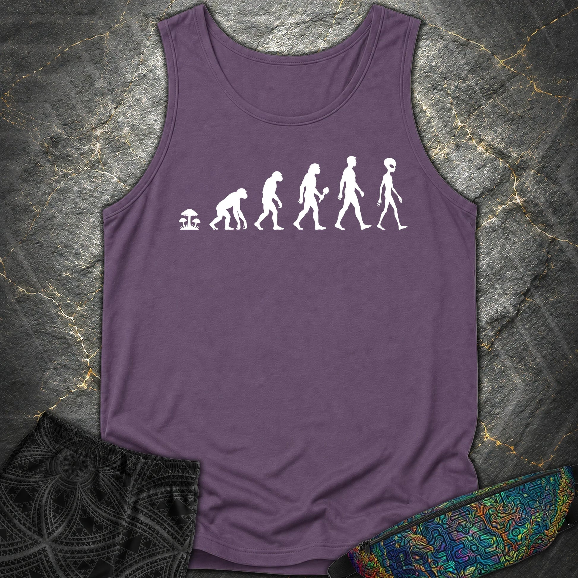 Mushroom Evolution Transformation Comfort Tank - Mushroom Evolution Transformation Comfort Tank - Grape