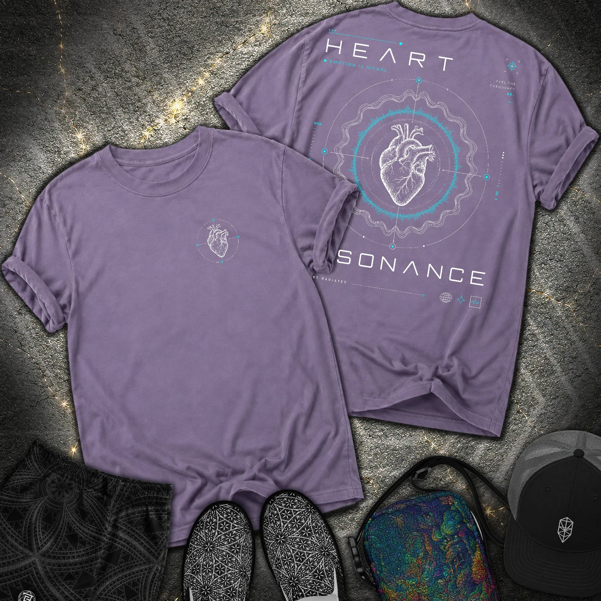 Heart Radiates 2 Sided Comfort T-Shirt - Heart Radiates 2 Sided Comfort T-Shirt - Grape