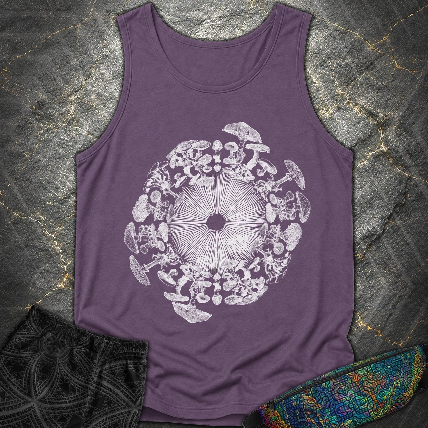 Mushroom Iris - Mushroom Iris Comfort Tank Top - Grape