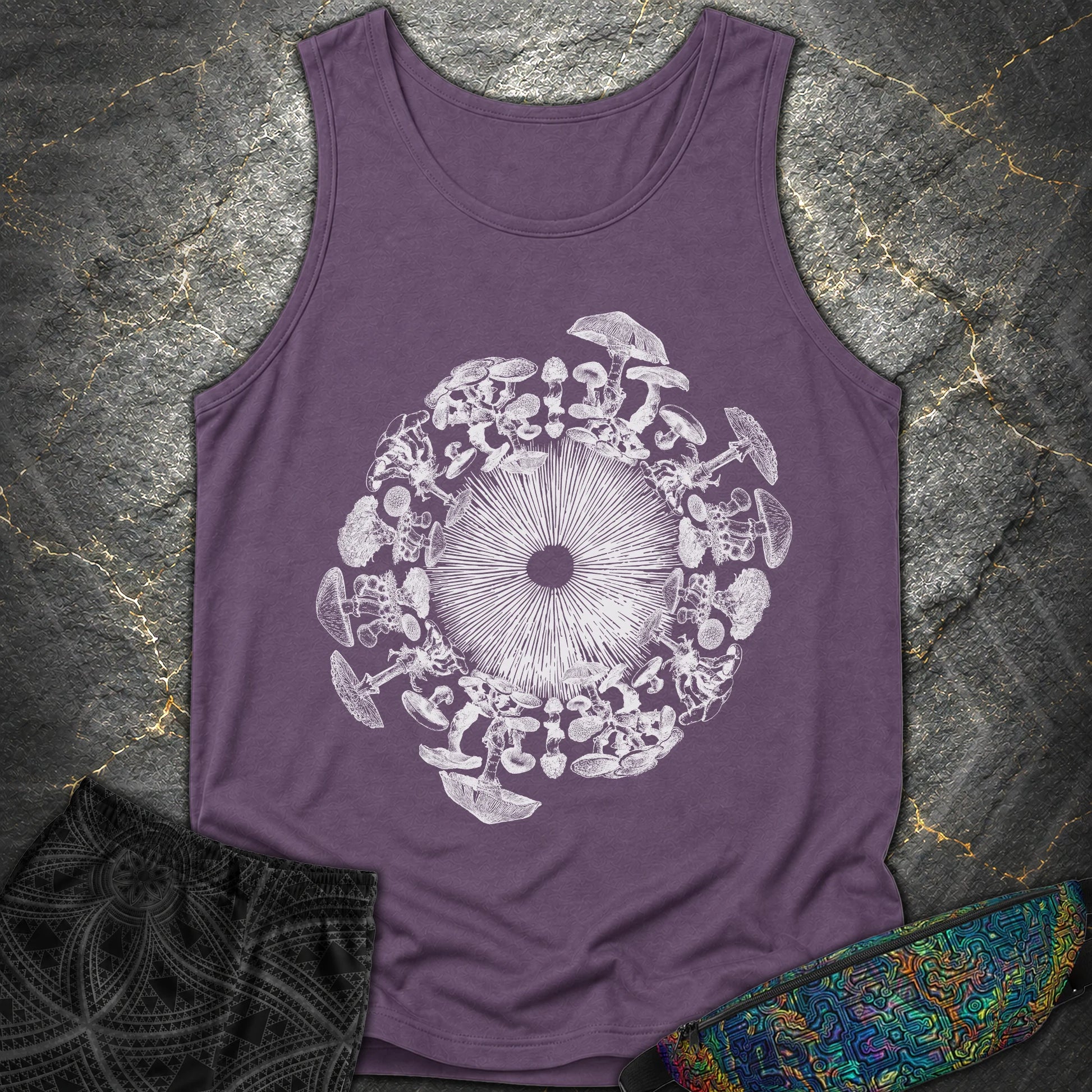 Mushroom Iris - Mushroom Iris Comfort Tank Top - Grape