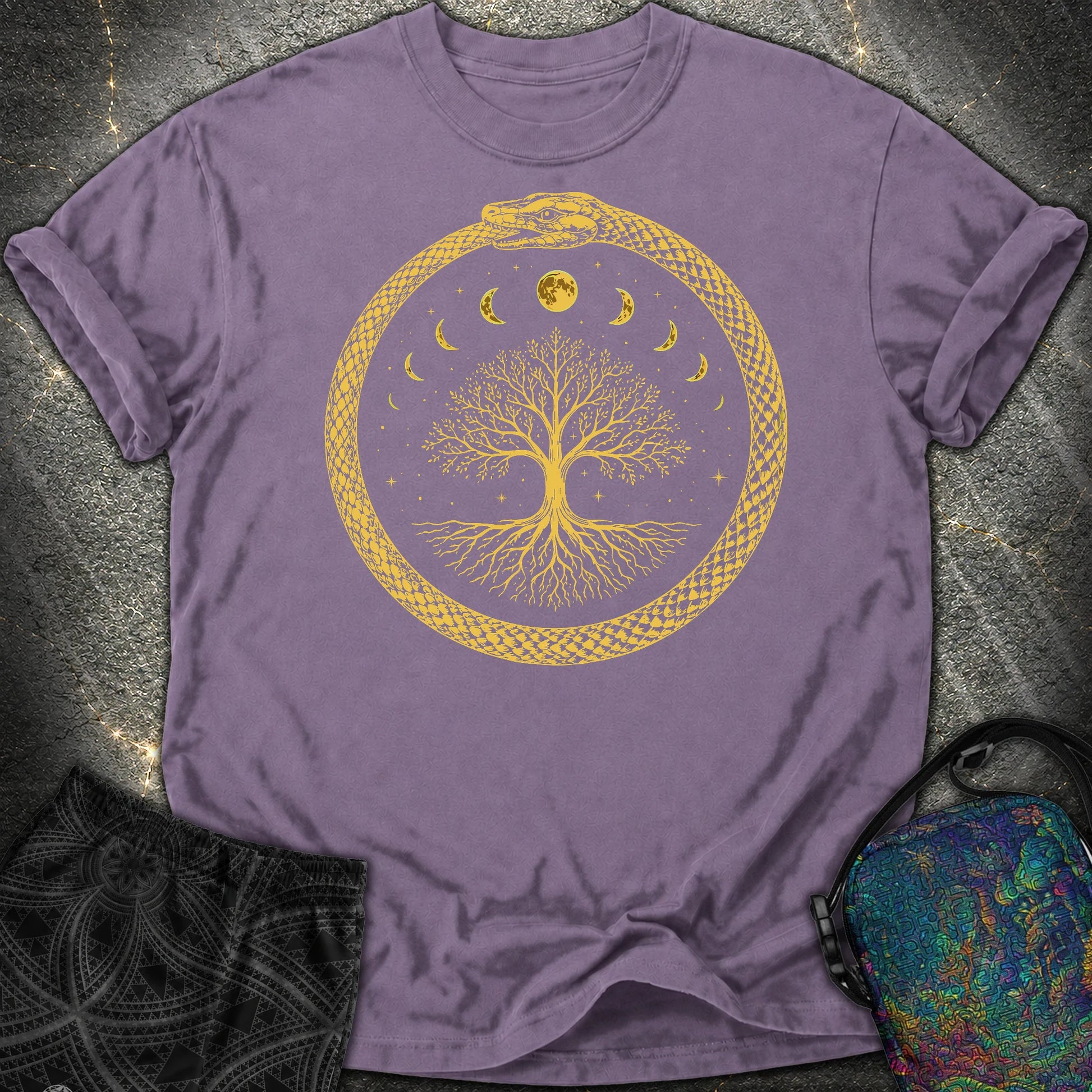 Ouroboros Moon Tree Comfort T-Shirt - Ouroboros Moon Tree Comfort T-Shirt - Grape
