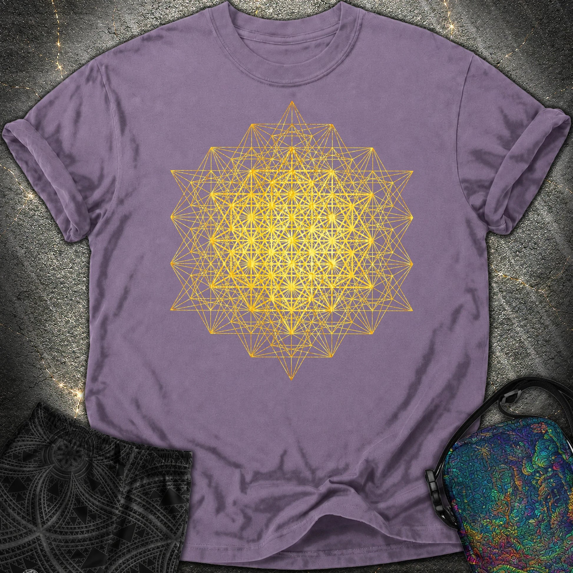64 Tetrahedron Metatron Grid Comfort T-Shirt - 64 Tetrahedron Metatron Grid Comfort T-Shirt - Grape
