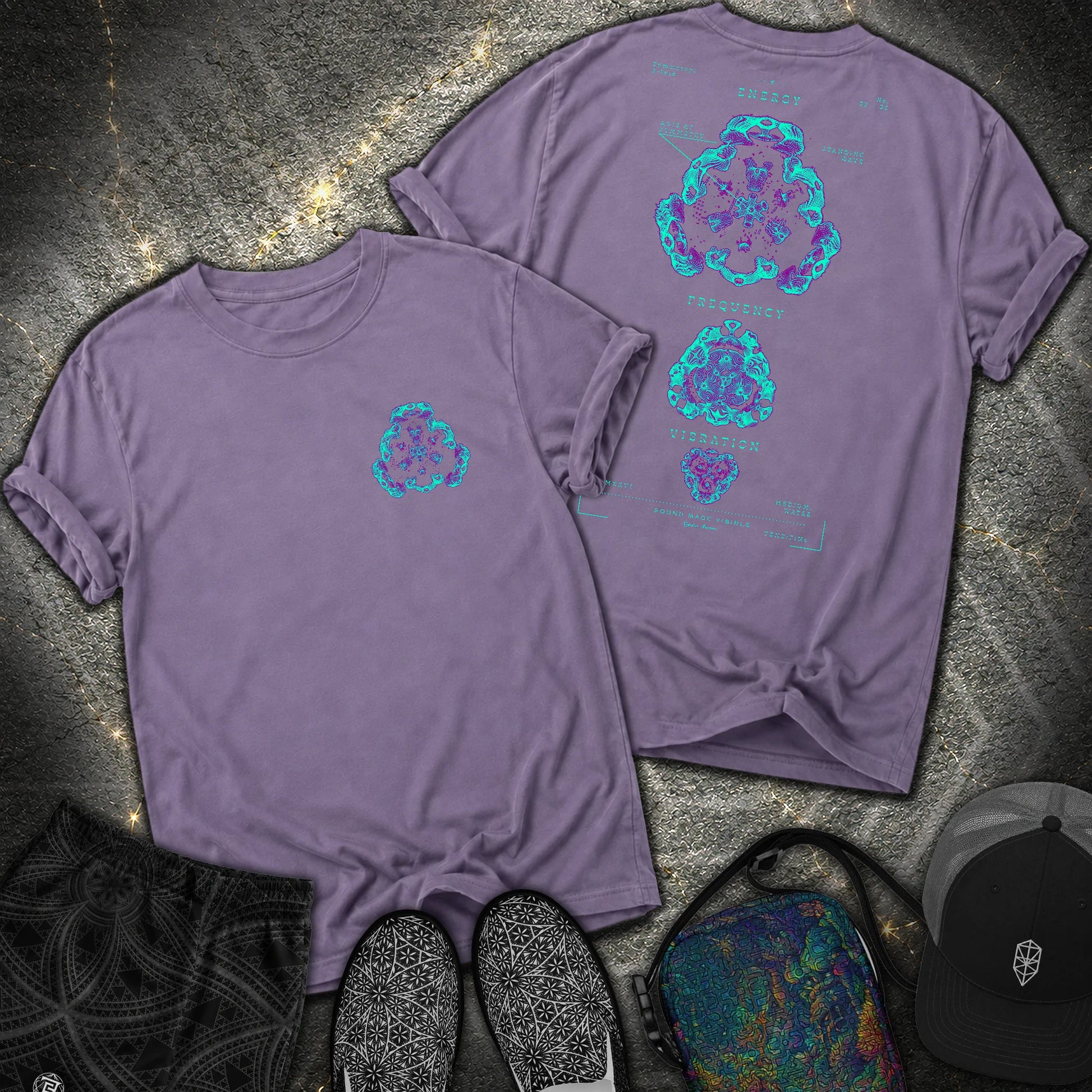 Sound Made Visible Cymatics 02 Comfort 2 Sided Comfort T-Shirt - Sound Made Visible Cymatics 02 Comfort 2 Sided Comfort T-Shirt - Grape