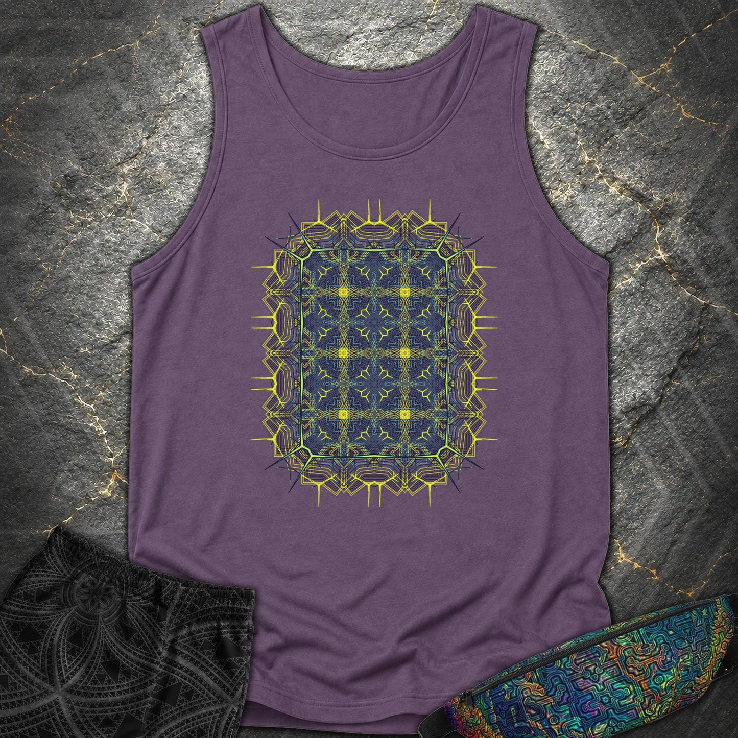 Electric Geometric Matrix - Electric Geometric Matrix Comfort Tank Top - Grape