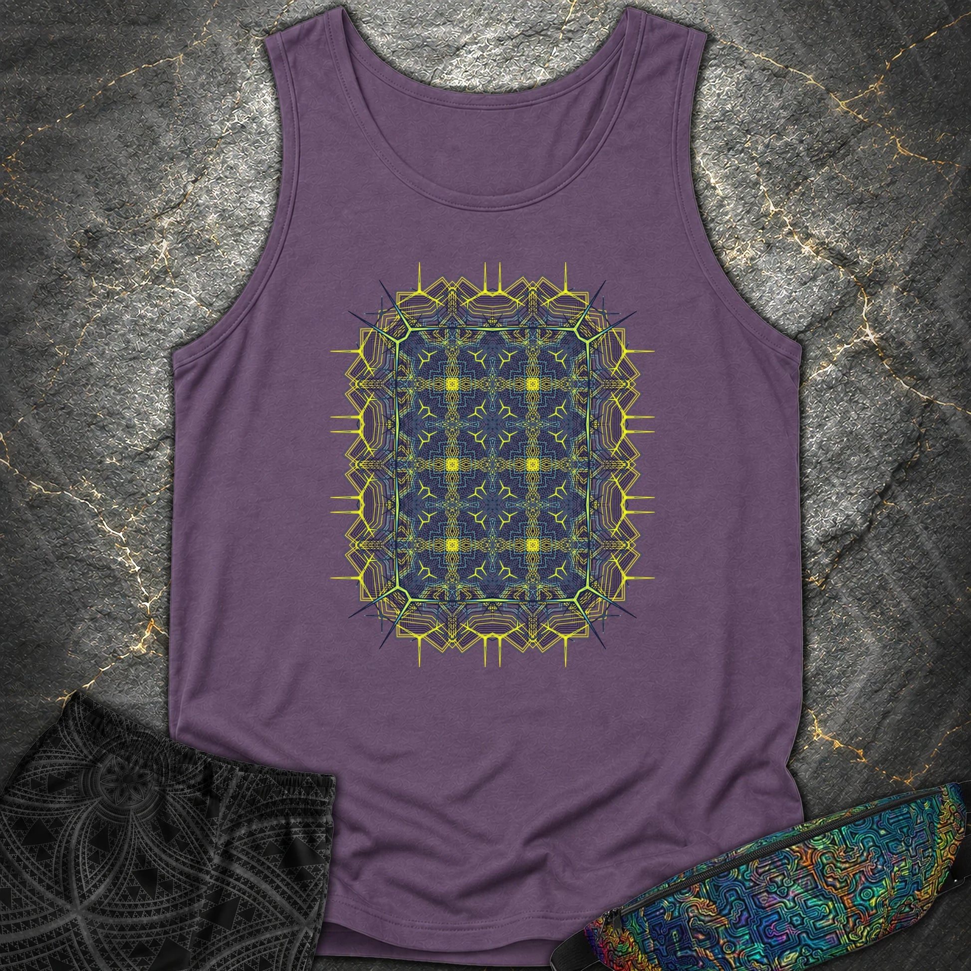 Electric Geometric Matrix - Electric Geometric Matrix Comfort Tank Top - Grape