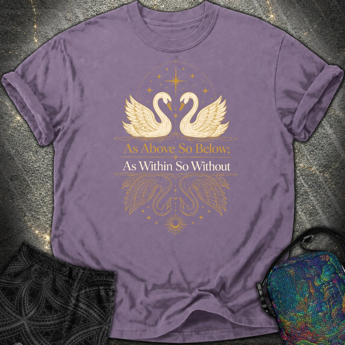 As Above So Below Swans Comfort T-Shirt - As Above So Below Swans Comfort T-Shirt - Grape