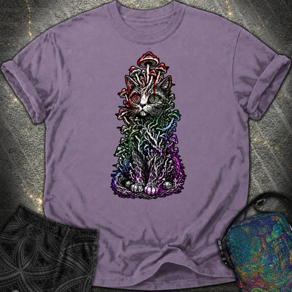 Trippy Mushroom Cat Comfort T-Shirt - Trippy Mushroom Cat Comfort T-Shirt - Grape