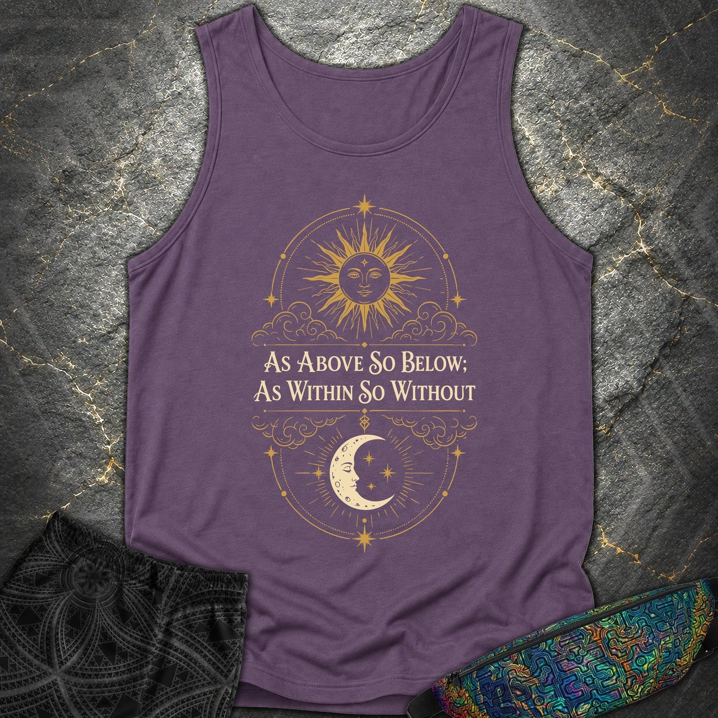 As Above So Below Sun Moon Colored - As Above So Below Sun Moon Colored Comfort Tank Top - Grape