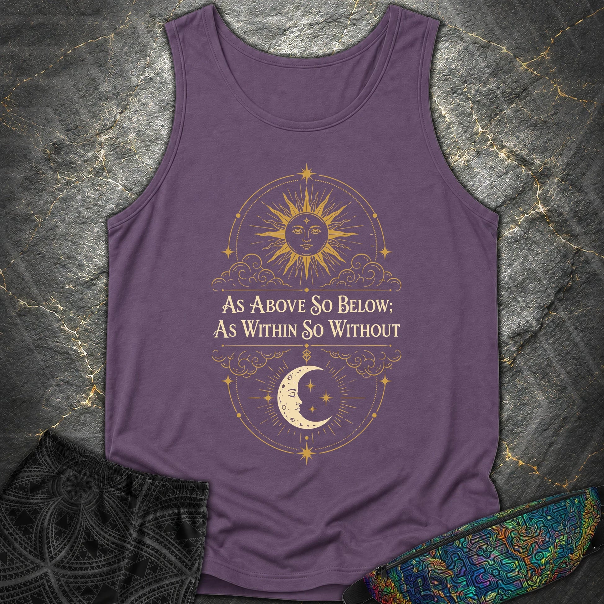 As Above So Below Sun Moon Colored - As Above So Below Sun Moon Colored Comfort Tank Top - Grape