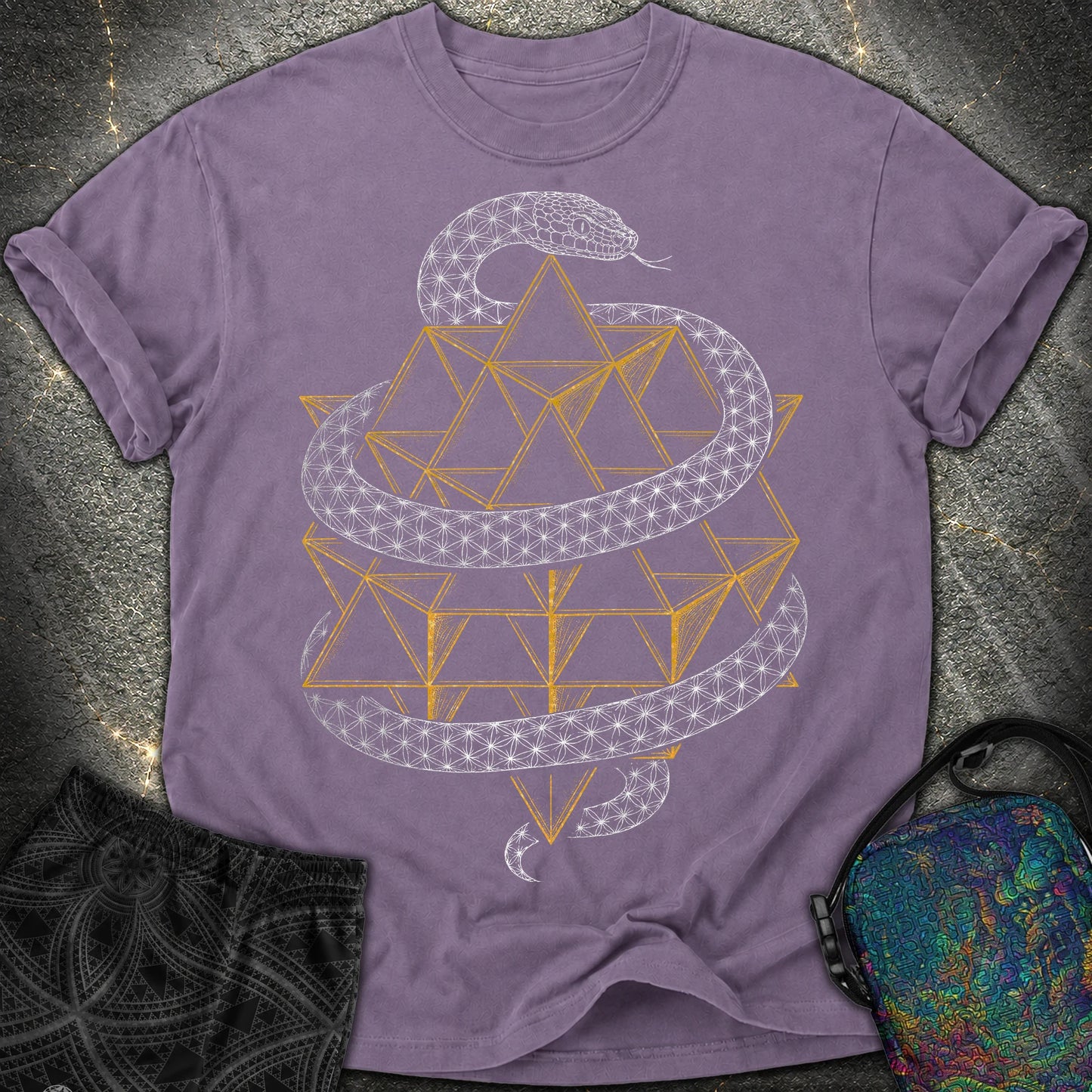 Serpent Tetrahedron Merkaba Geometry - Serpent Tetrahedron Merkaba Geometry Comfort T-Shirt - Grape