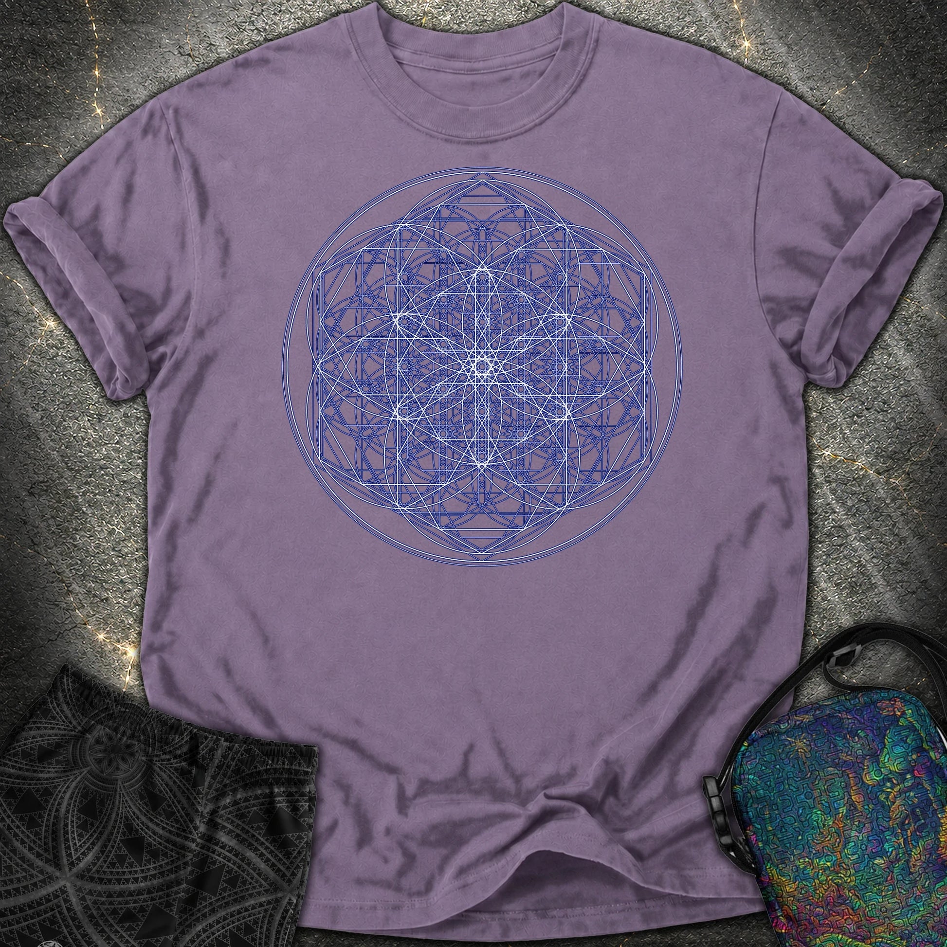 Sacred Flower Grids Comfort T-Shirt - Sacred Flower Grids Comfort T-Shirt - Grape