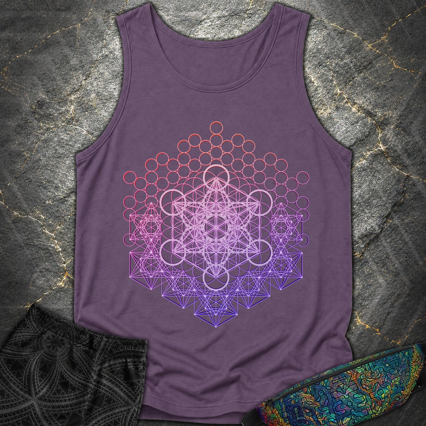 Metatron And Flower Connection - Metatron And Flower Connection Tank Top - Grape