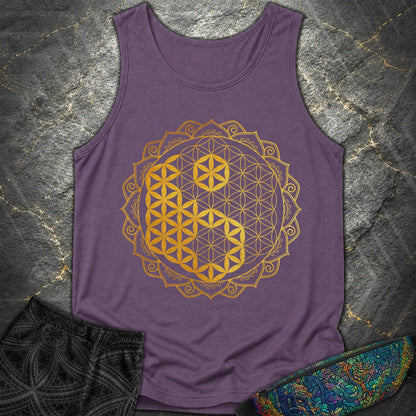 Yin Yang Gold Mandala - Yin Yang Gold Mandala Comfort Tank Top - Grape