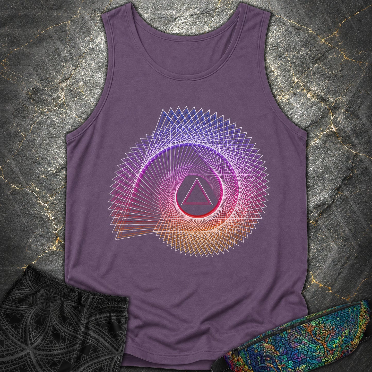 Spiralling Gradient Triangle - Spiralling Gradient Triangle Comfort Tank Top - Grape