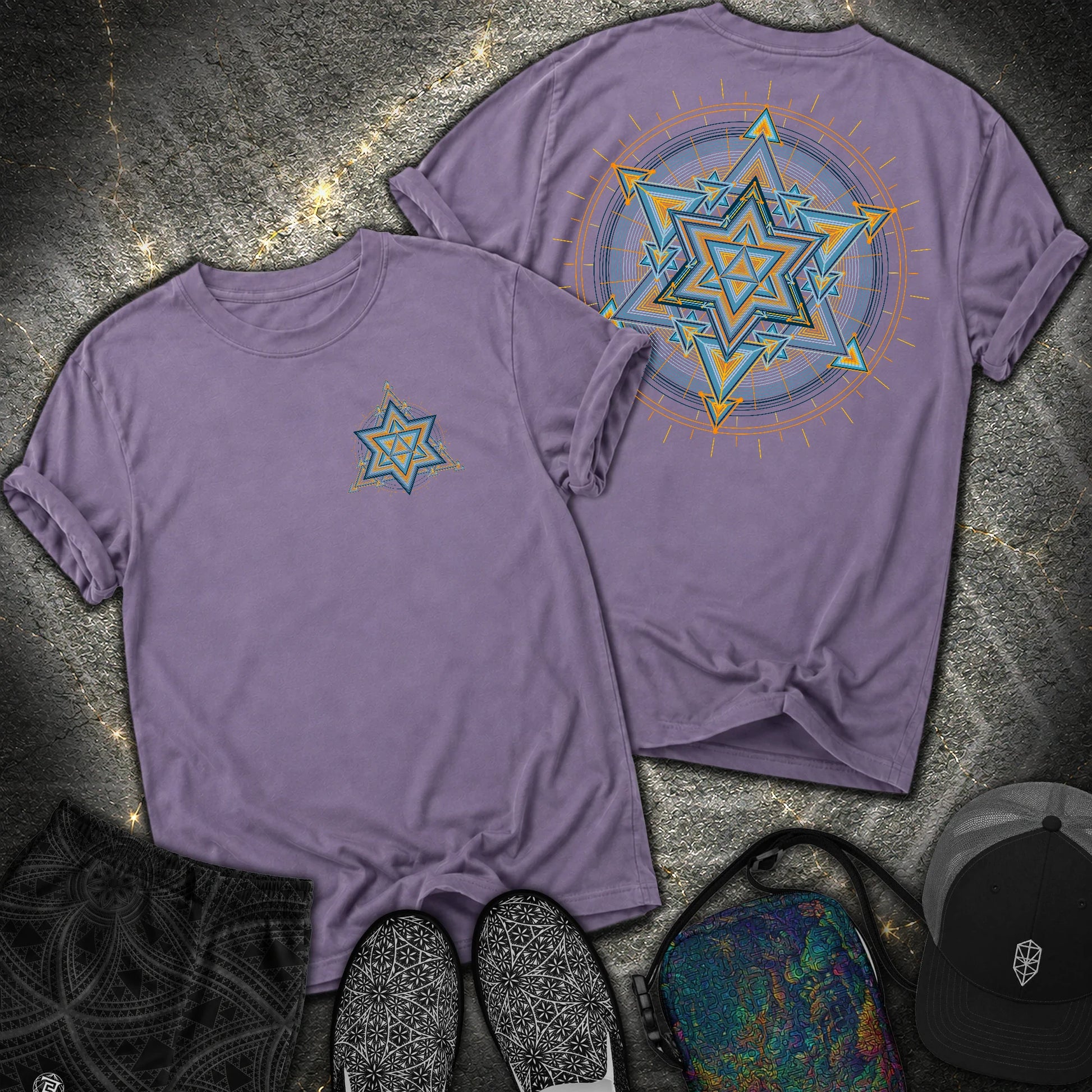 Merkaba Light Matrix Small Front 2 Sided Comfort T-Shirt - Merkaba Light Matrix Small Front 2 Sided Comfort T-Shirt - Grape