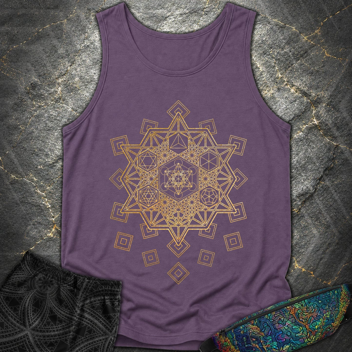 Metatron and Platonic Solids T-Shirt - Metatron and Platonic Solids Comfort Tank Top - Grape