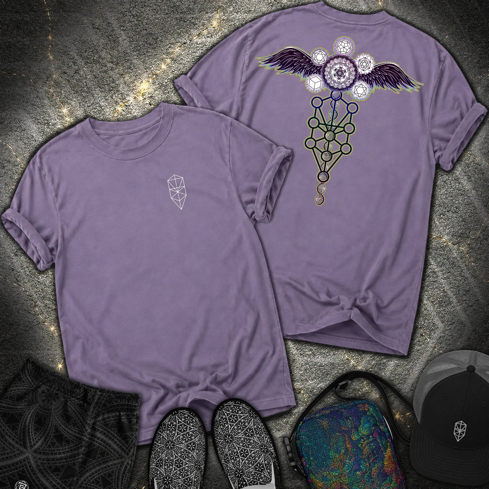 Winged Metatron Ascension 2 Sided Comfort T-Shirt - Winged Metatron Ascension 2 Sided Comfort T-Shirt - Grape