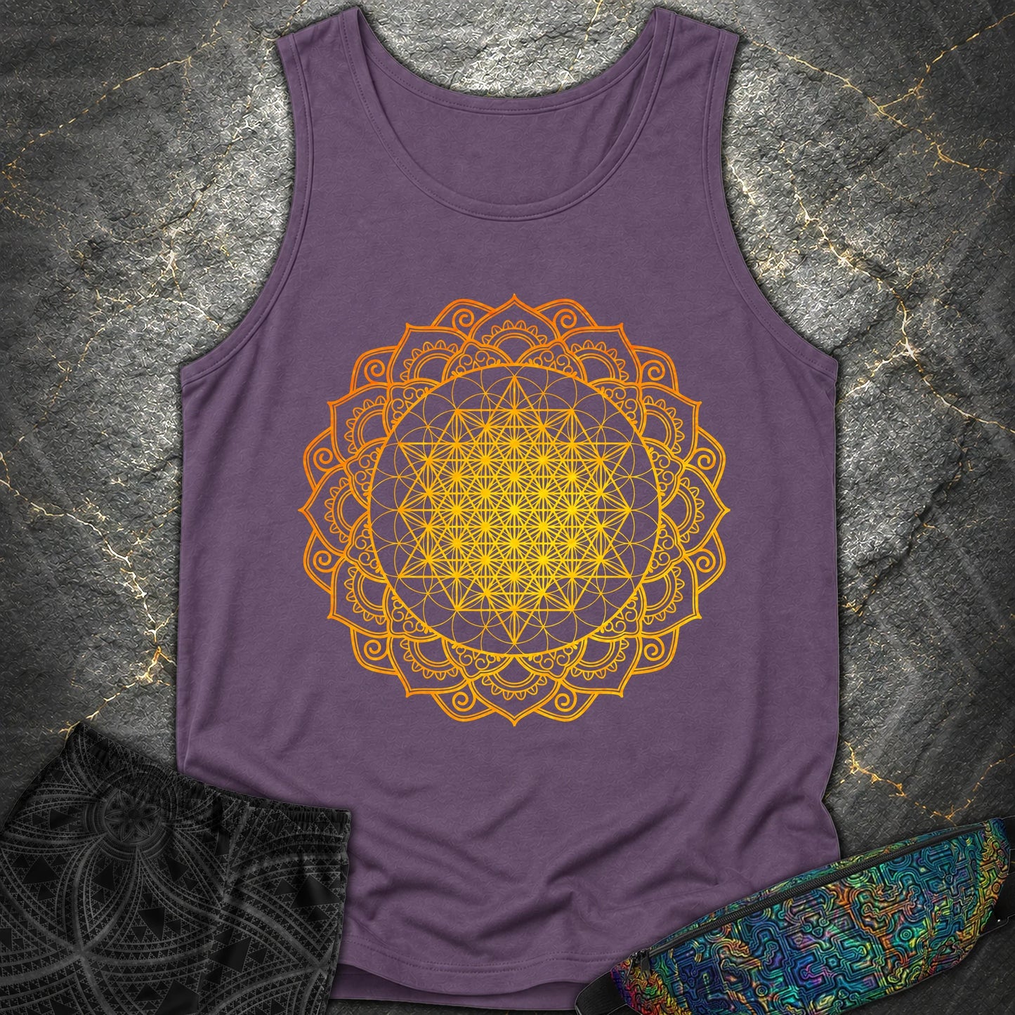 Tetrahedron Mandala T-Shirt - Tetrahedron Mandala Comfort Tank Top - Grape