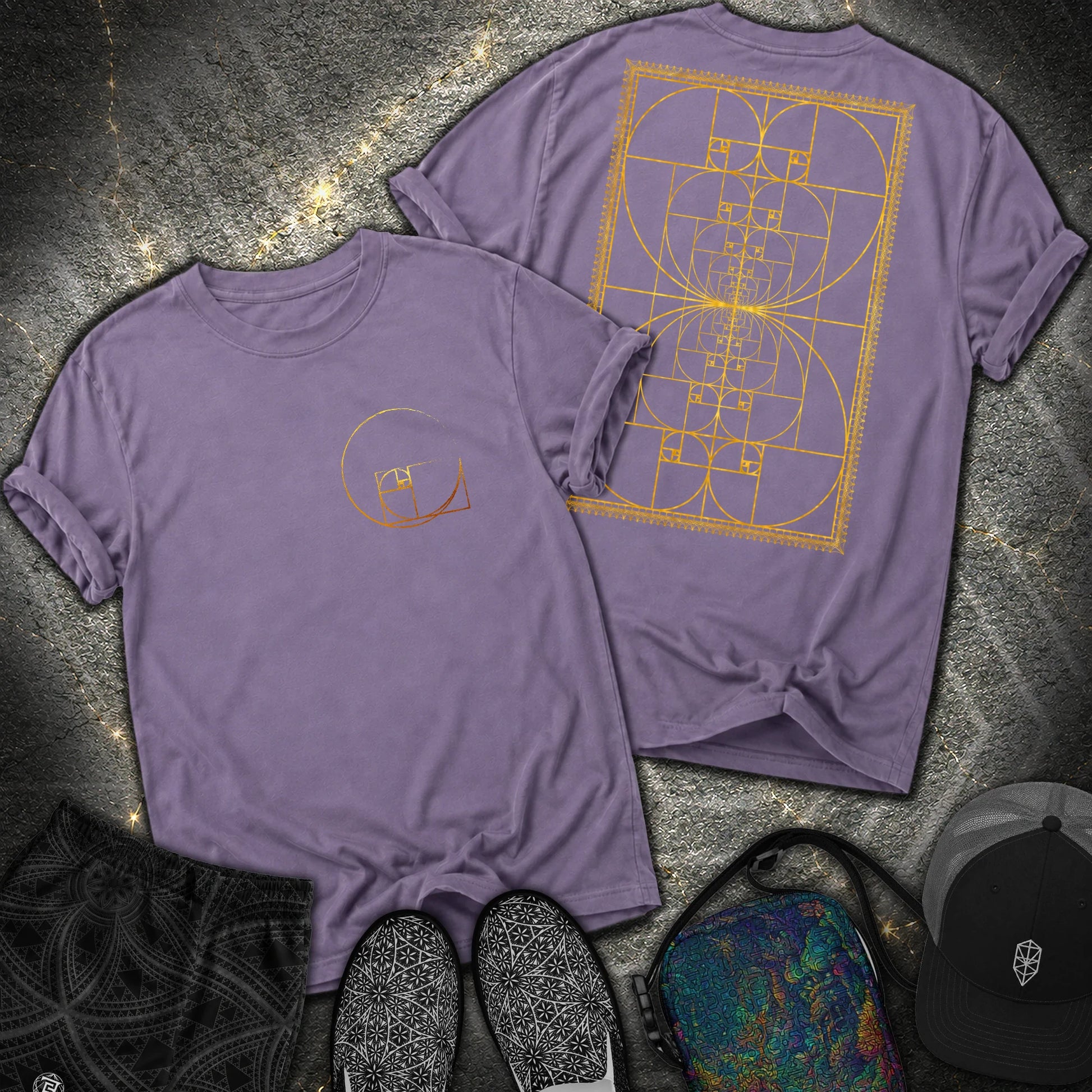 Golden Ratio Spiral 2 Sided T-Shirt - Golden Ratio Spiral 2 Sided Comfort T-Shirt - Grape