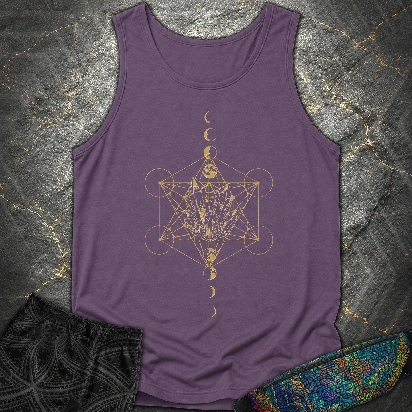 Metatron Crystal Moon Phases - Metatron Crystal Moon Phases Comfort Tank Top - Grape