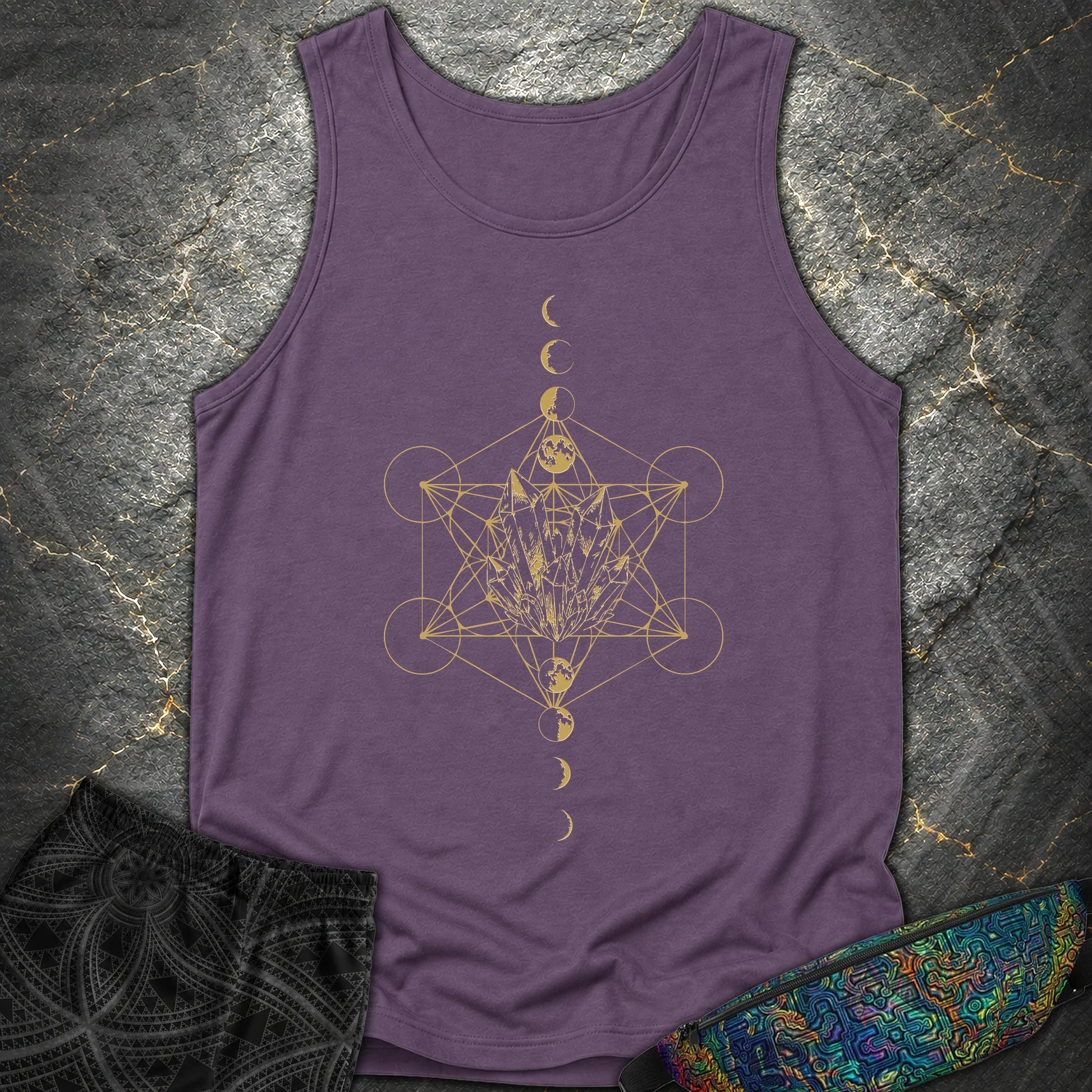 Metatron Crystal Moon Phases - Metatron Crystal Moon Phases Comfort Tank Top - Grape
