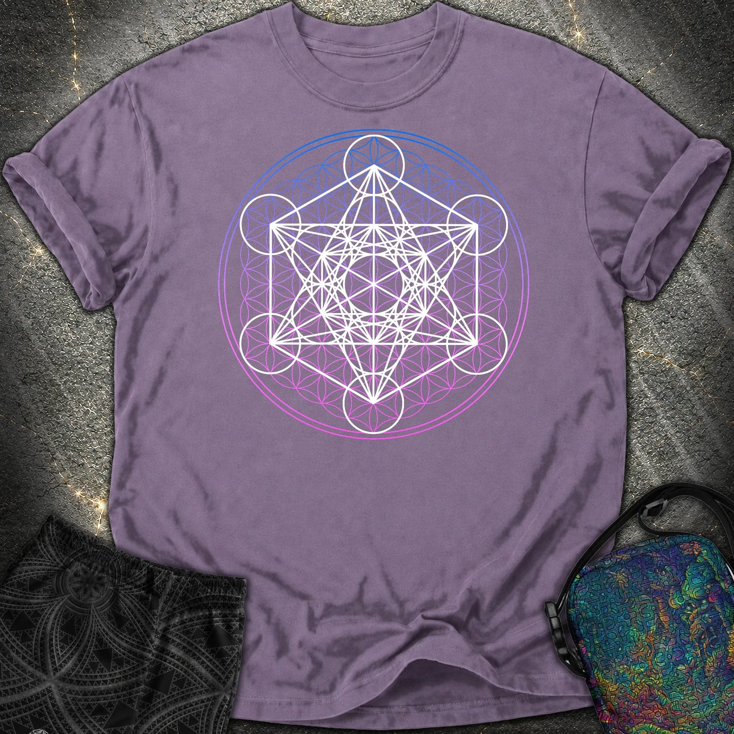 White Metatron Gradient Flower Comfort T-Shirt - White Metatron Gradient Flower Comfort T-Shirt - Grape