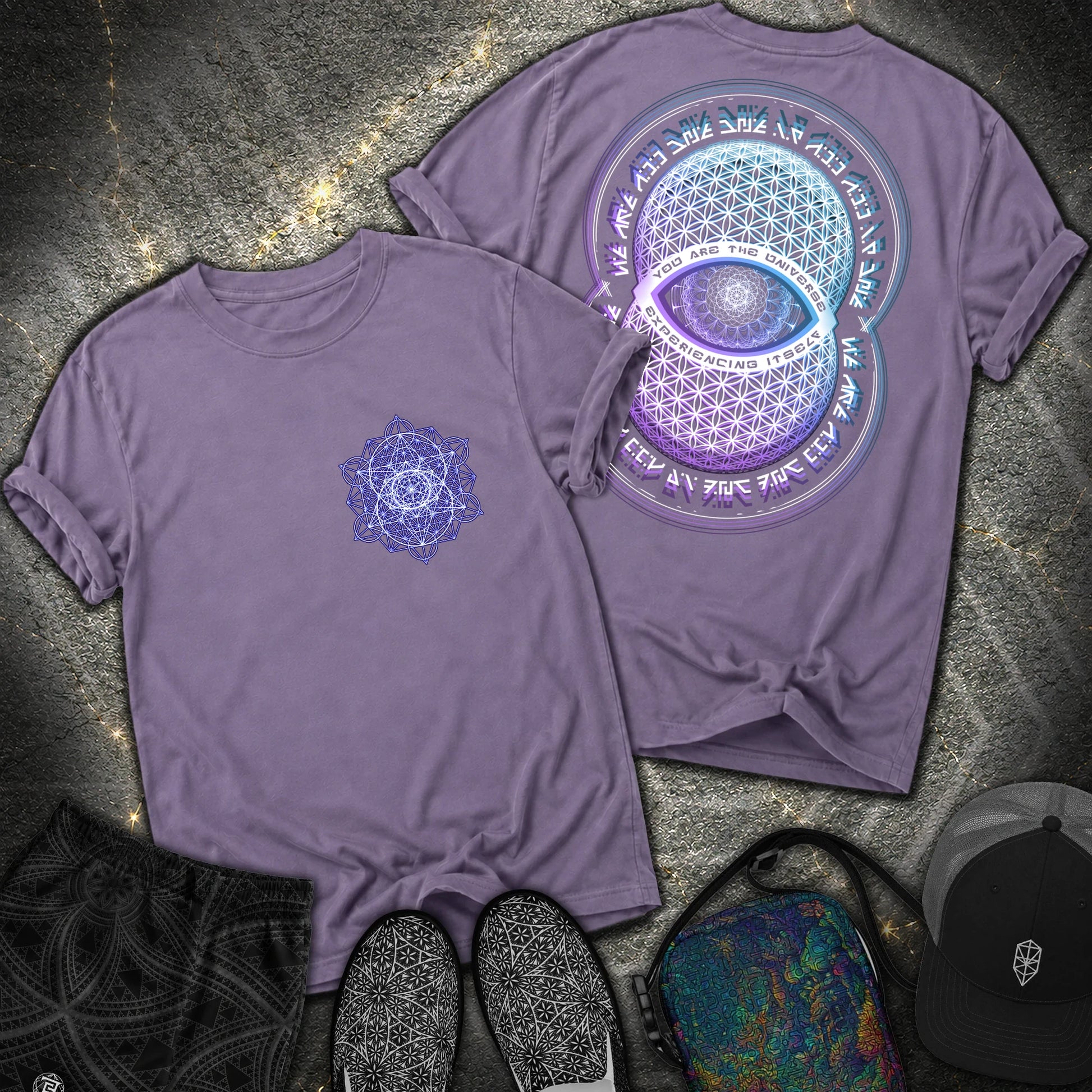Alan Watts Universe 2 Sided T-Shirt - Alan Watts Universe 2 Sided Comfort T-Shirt - Grape