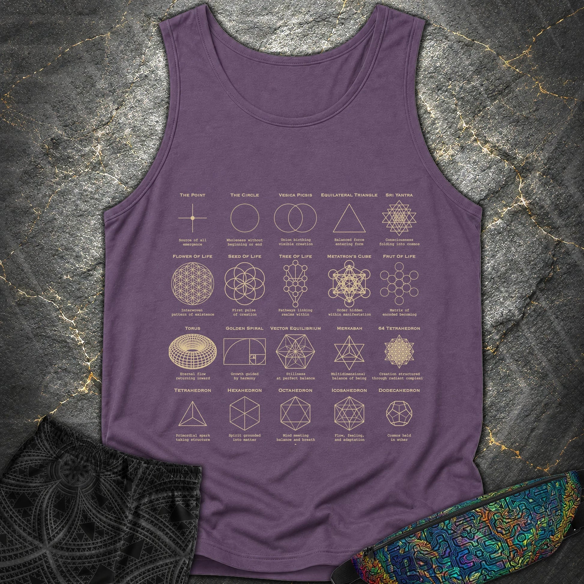Sacred Geometry Figures Comfort T-Shirt - Sacred Geometry Figures Comfort Tank Top - Grape