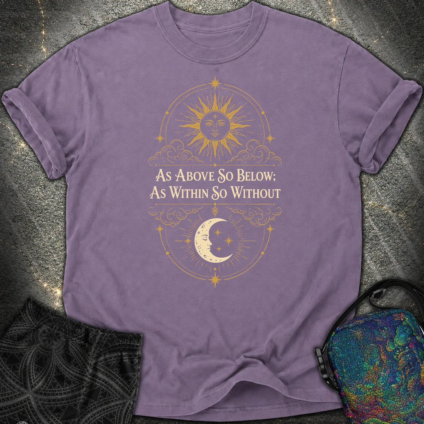 As Above So Below Sun Moon Colored - As Above So Below Sun Moon Colored Comfort T-Shirt - Grape